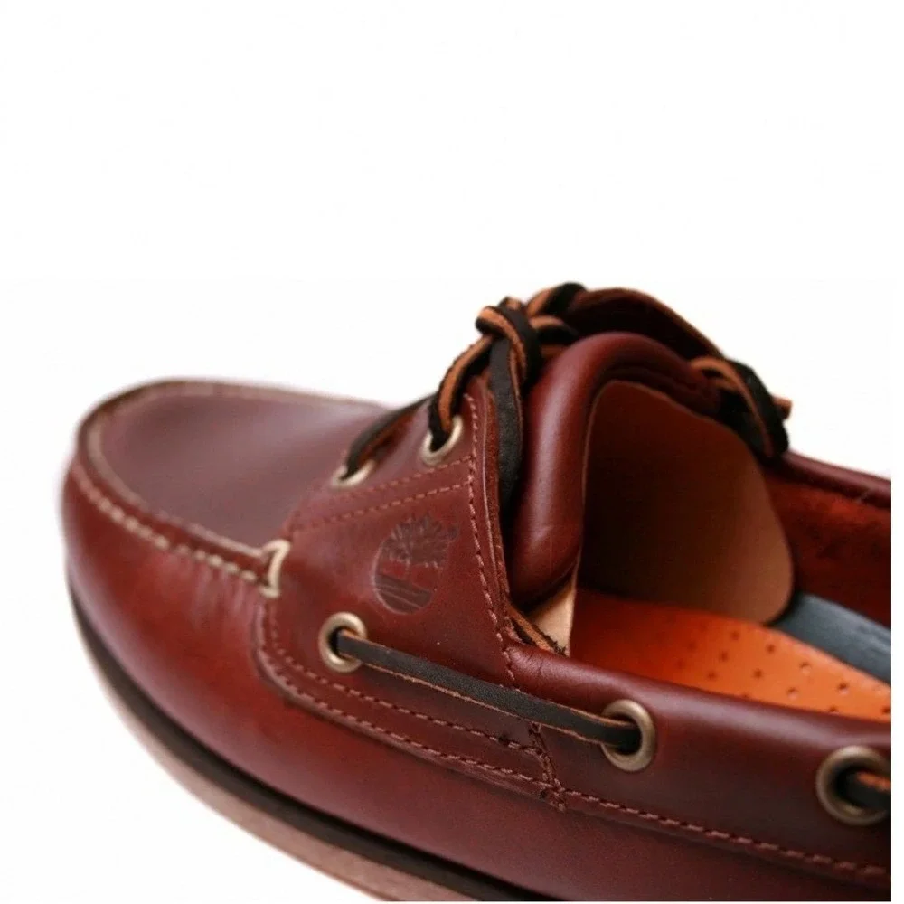 Timberland Mens Classic Boat Shoes Rootbeer Brown Leather Deck Shoes Size 14